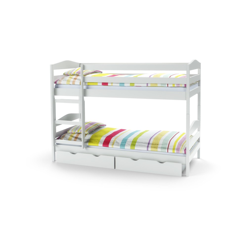 SAM - łóżko piętrowe z materacami - białe (5p1szt)