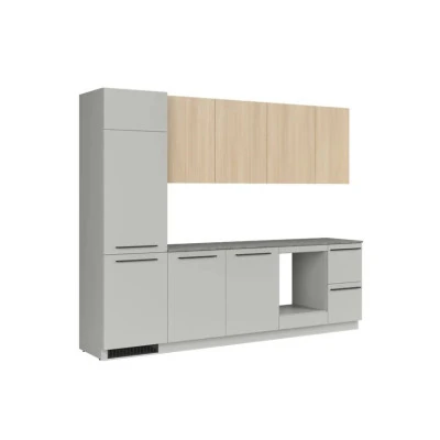 Komplet kuchenny Milino Medium A 285 cm szary/dąb z blatem